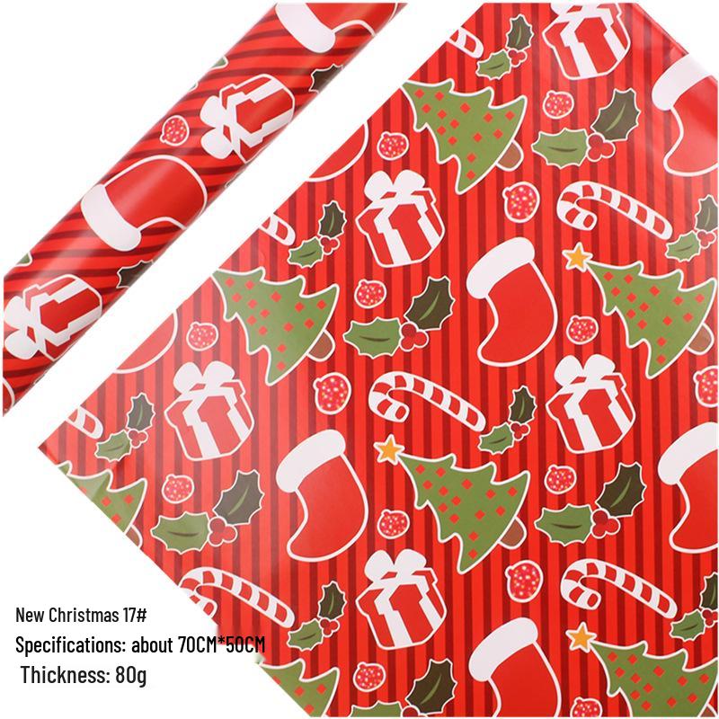 Feestelijk Cadeaupapier Set: Cartoon Kerst & Nieuwjaar Ontwerp met Tissuepapier