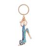 Durable Alloy Keyring Rhinestone High Heel Keychain Sparkling Shoe Charm Key Ring Decorative Accessory for Car Handbags