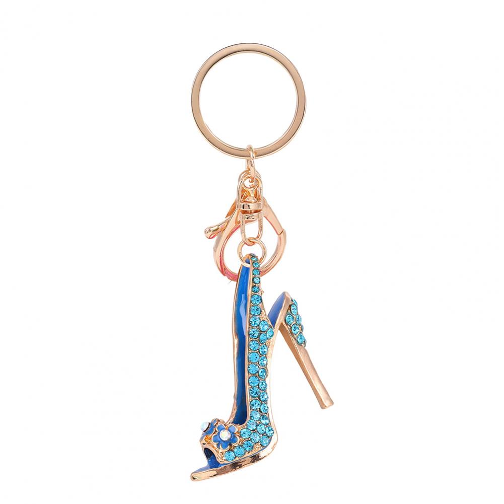 Durable Alloy Keyring Rhinestone High Heel Keychain Sparkling Shoe Charm Key Ring Decorative Accessory for Car Handbags