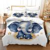 Cute Little Elephant 3D Printed Duvet Cover Set, Microfiber Bedding Set Cover Pillowcasefor Zipper Closure Adults Kids Double