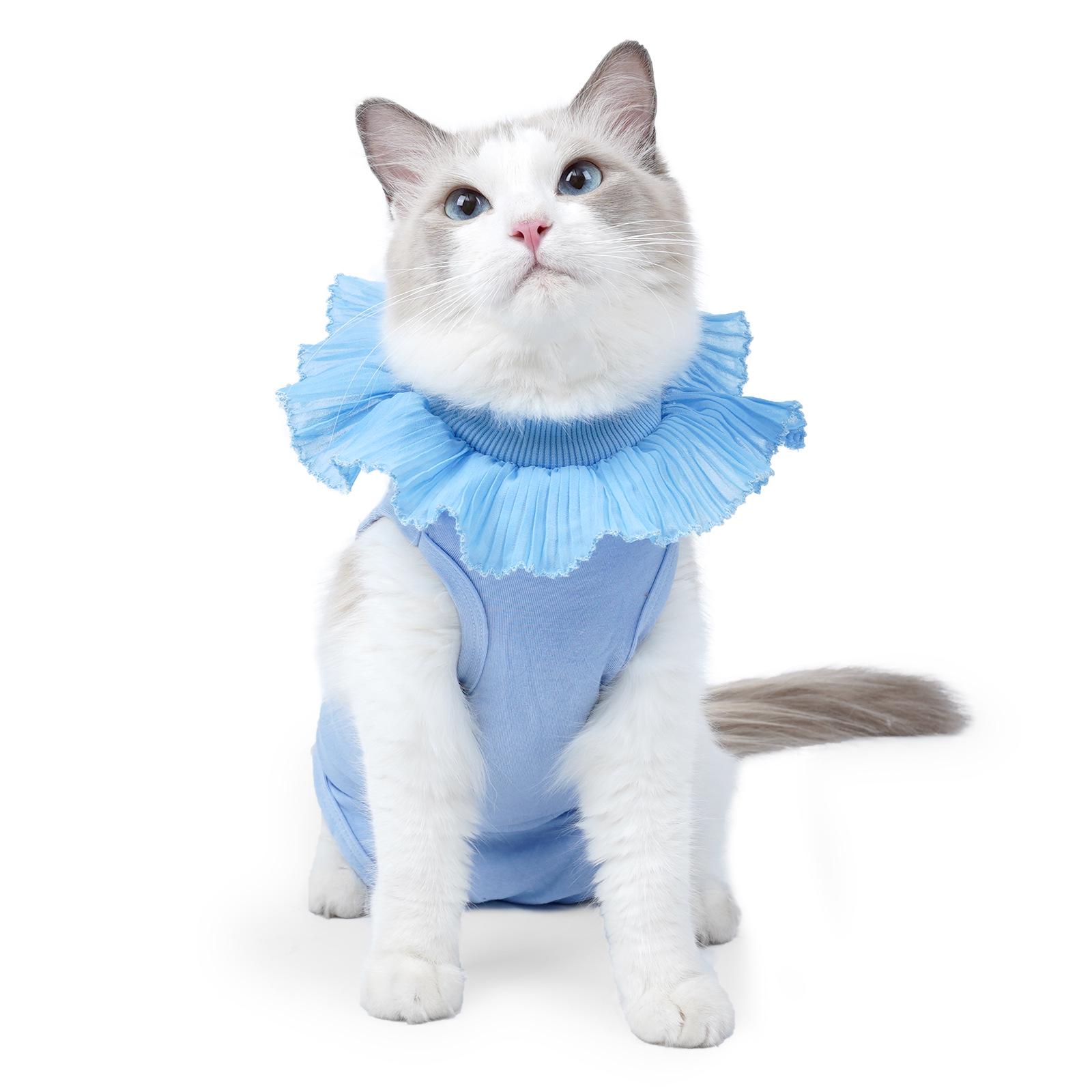 

Breathable Summer Cat Recovery Suit: Adjustable, Anti-Lick, and Elastic for Post-Op Care S Chest 25-33cm Back 24-30cm Weight 3-6 jin светло-синий