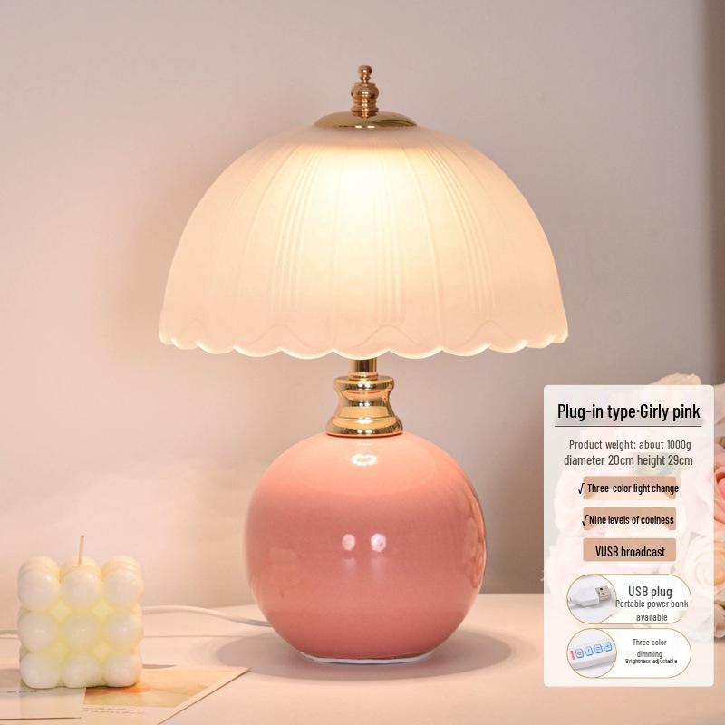2025 Cream Style Luxury Bedside Table Lamp: Elegant Wedding Night Light