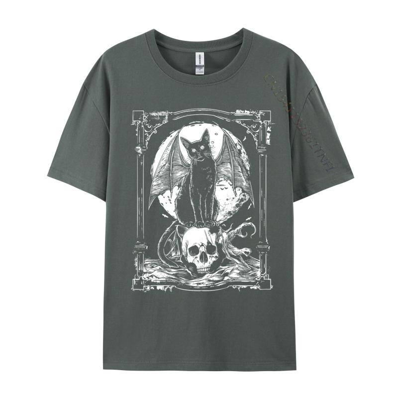 Unisex TShir Cat Skull Occult Summer Cool TShirt T Shirt For Unisex Hip Hop Cotton Leisure TShirt Wholesale