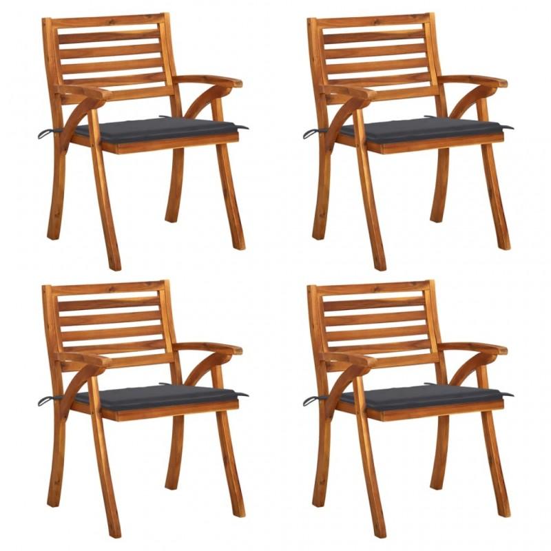 Day and Night - Day and Night Garden Chairs with Cushions 4 Units Solid Acacia Wood