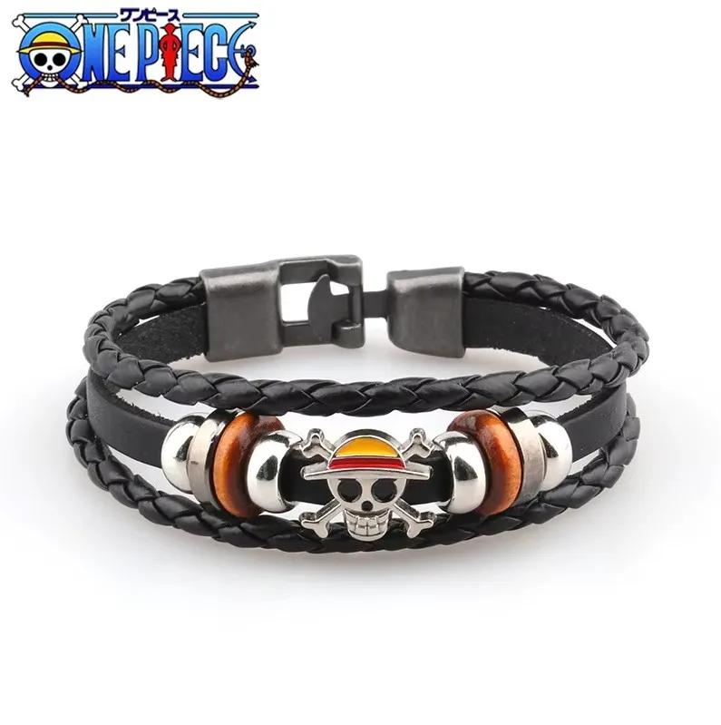 Anime One Piece Bracelet Animation Peripherals Toys Accessories European and American Vintage Leather Bracelet Birthday Gifts