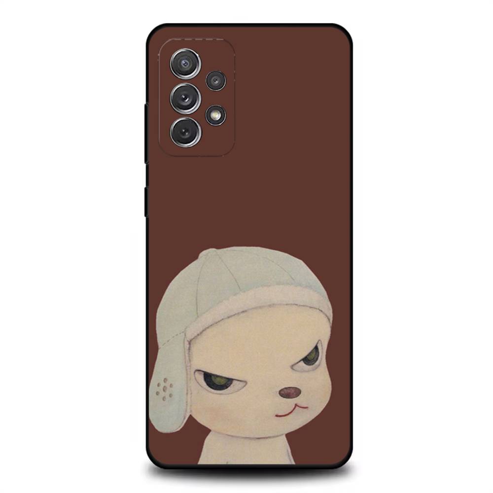 Y-Yoshitomos Art N-Nara Phone Case For Samsung S 25,24,23,22,30,21,10,9,Ultra,Plus,Lite,FE,4,5G Black Soft Case