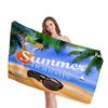 Sommerliche Strandkulisse digital bedrucktes Polyester Superfeine Faser doppelseitiges Fleece Strandurlaub Badetuch, Strandtuch
