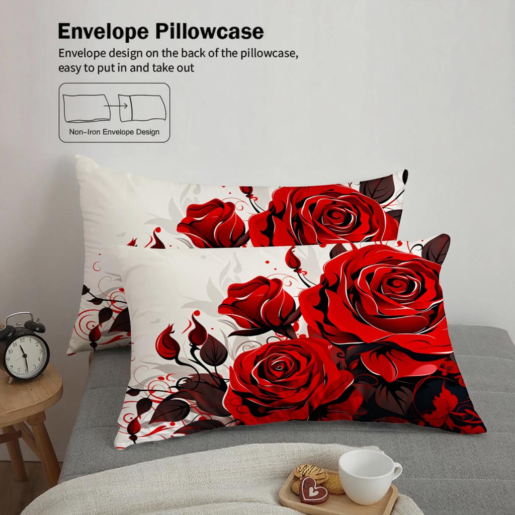 3pcs Rose Couples Bedding Sets 3D Printed Romantic King Full Size For Couples Gifts Duvet Cover With 2 Pillowcases Bedroom Decor