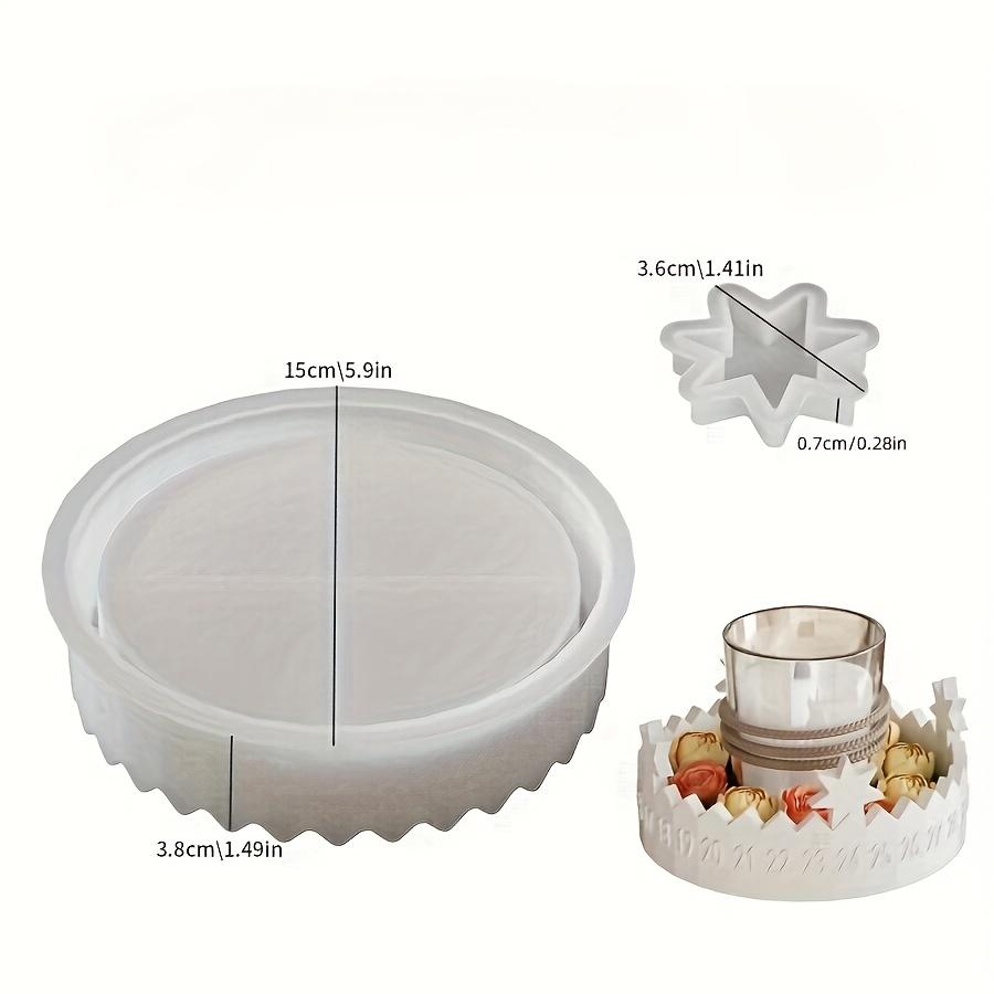 1set Unique Circular Candle Holder Mold for Advent Calendar, Silicone Mold with Date Display Stars,Two-Part Circular Lucky Star