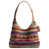 Bolsa Hobo Brooklyn 28 com Design Trançado, Fechamento Magnético, de Palha e Couro de Bezerro para Mulheres, Cor Multicolorida CDZ39-B4L38