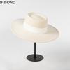 New Winter Warm Wool Fedora Hat  For Women 10CM Wide Brim Ladies Eelegant Wedding Hat Luxury Designer Church Hats