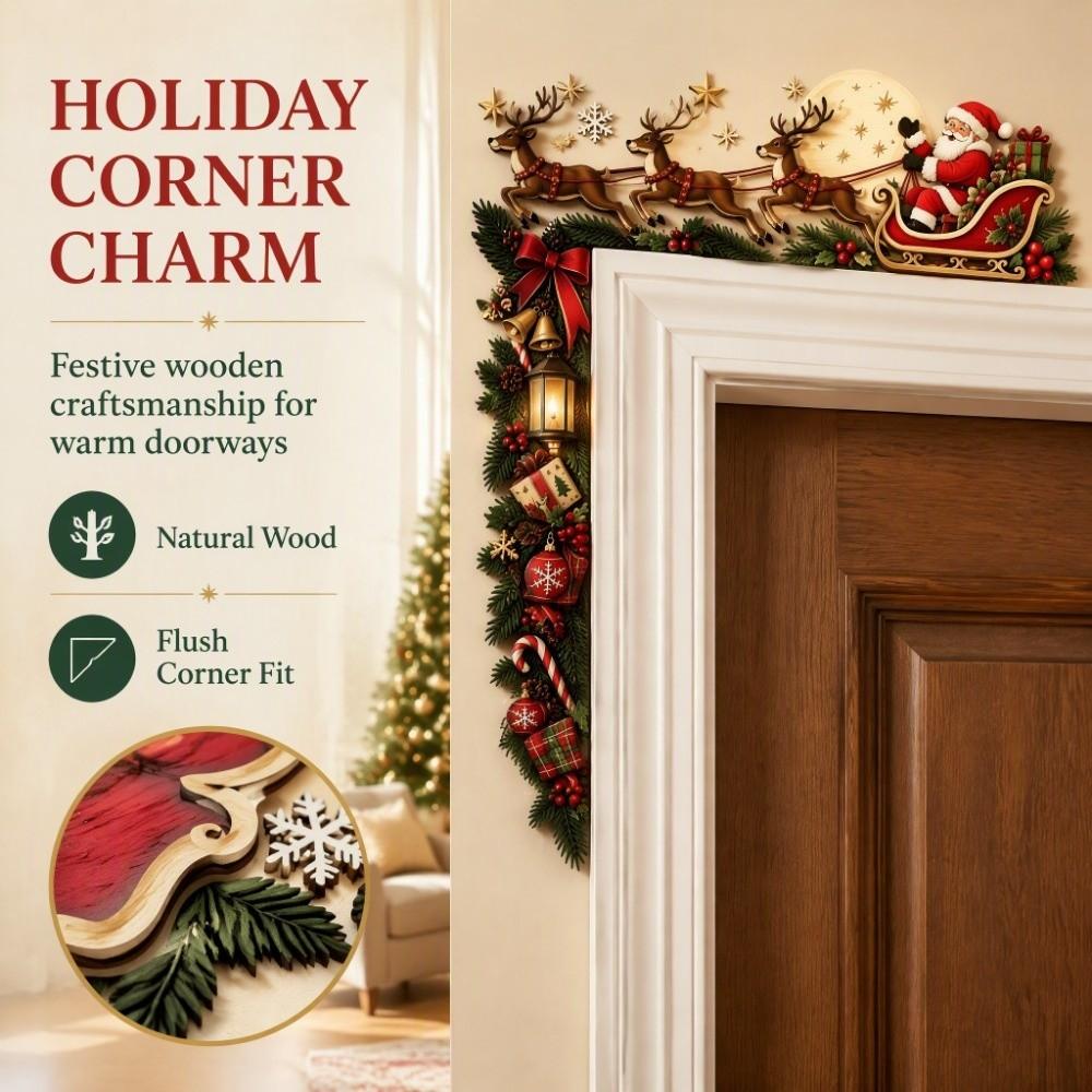 Holiday Themed Wooden Christmas Door Frame Ornament Holiday Door Edge Decoration Christmas Party