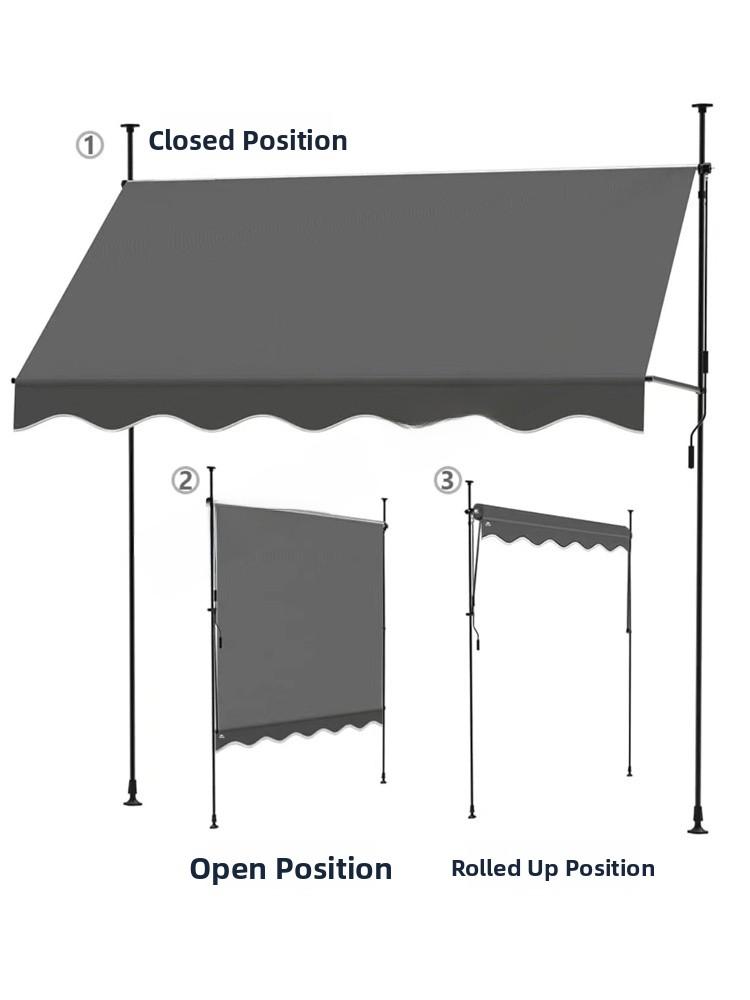Manual Retractable Shop Door Face Sunshade Canopy No Drilling Required Balcony Curtain Hand Cranked Outdoor Shelter Tent