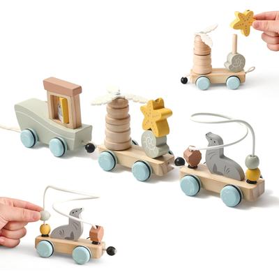 Mamimami Home Wooden Building Pull Marine Baby Birthday Gifts for Boys and Girls Blocks, Cars, Toys, Animals, Gifts, (Seal)