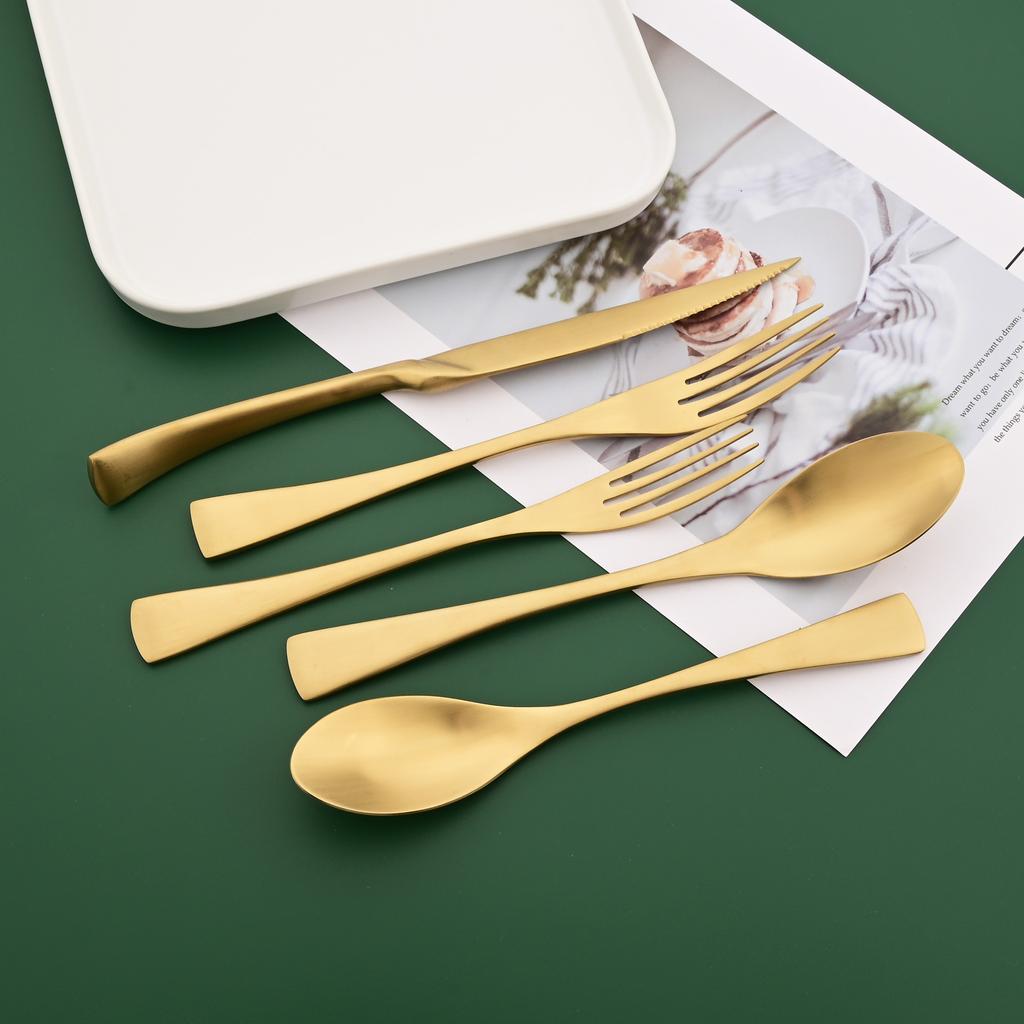 5PCS Service for 1 Matte Black Dinnerware Cutlery Set with Steak Knife Family Eating Utensils 18/10 Stainless Steel Flatware Silverware