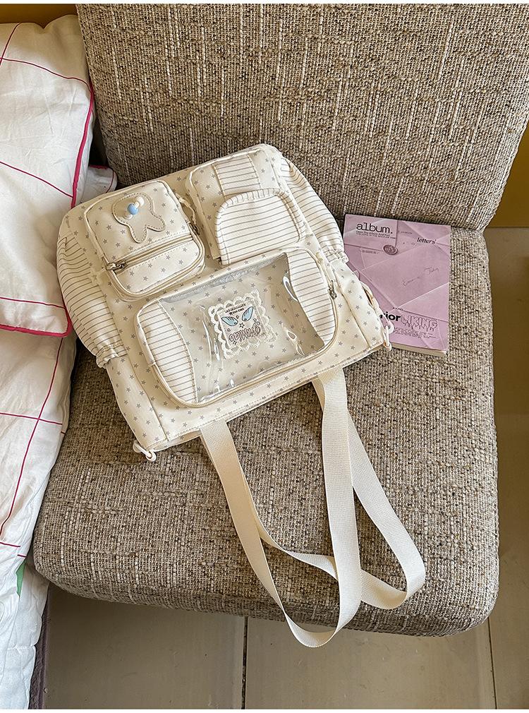 Schoolbag New Girl Style Backpack Transparent Compartment Large Capacity Student Schoolbag Cute Female Lightweight Travel Handbag