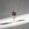 Floral Tassel Necklace Light Luxury Collarbone Necklace Blue Flower Water Drop Zircon Tassel Design Vintage Women's Necklace