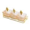 Condiment Tray Serving Platter with Lidded Bowls Divided Snack Dishes Rack Fruit Dessert Organizer