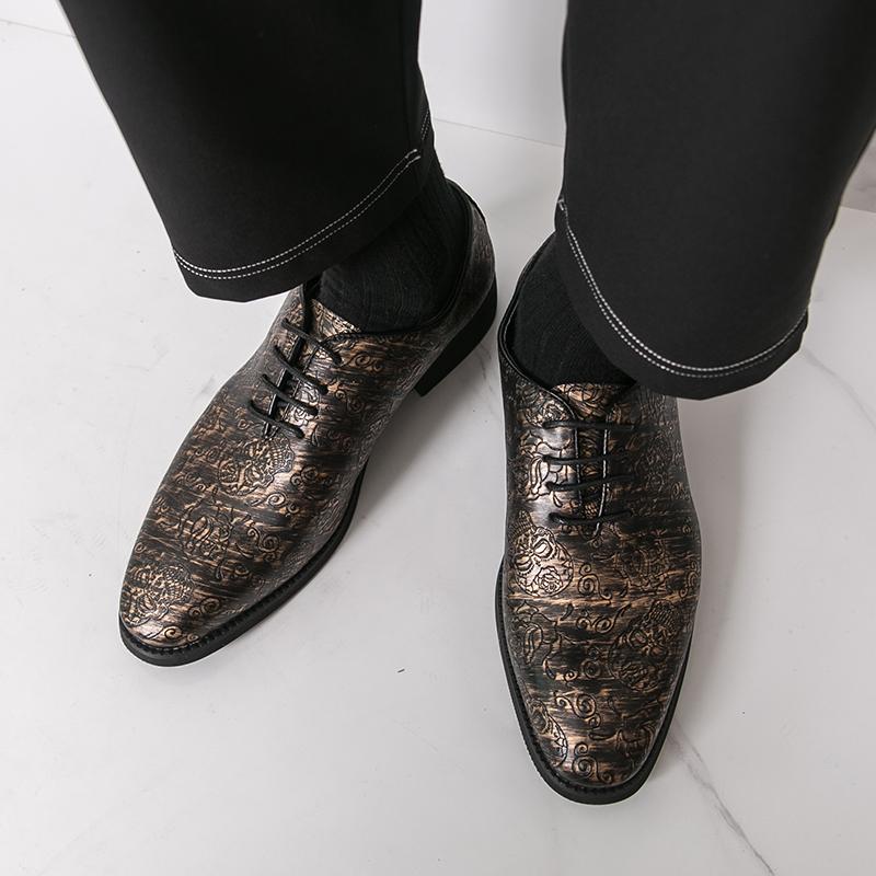 Men Derbys Oxford Skull Print Personality Nightclub Leather Shoes Men's Tuxedo Wedding Blazers Saddle Dance Shoes Plus Size