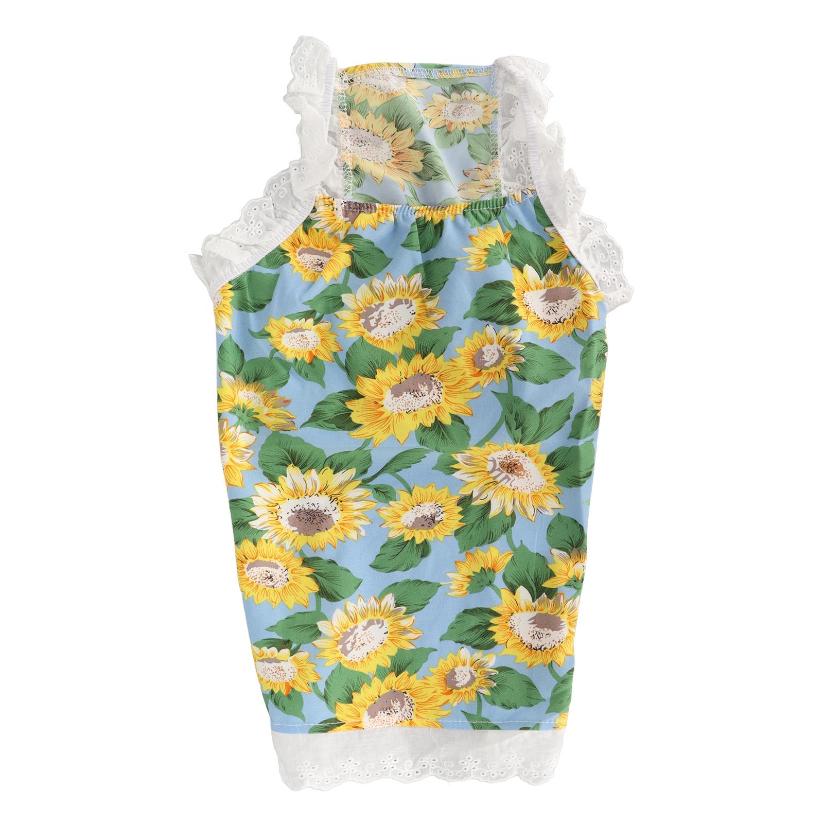 Outsideworld White Pet Sunflower Skirt Sun Protection Breathable Soft Cute Summer Cat Skirt For Dogs And Cats