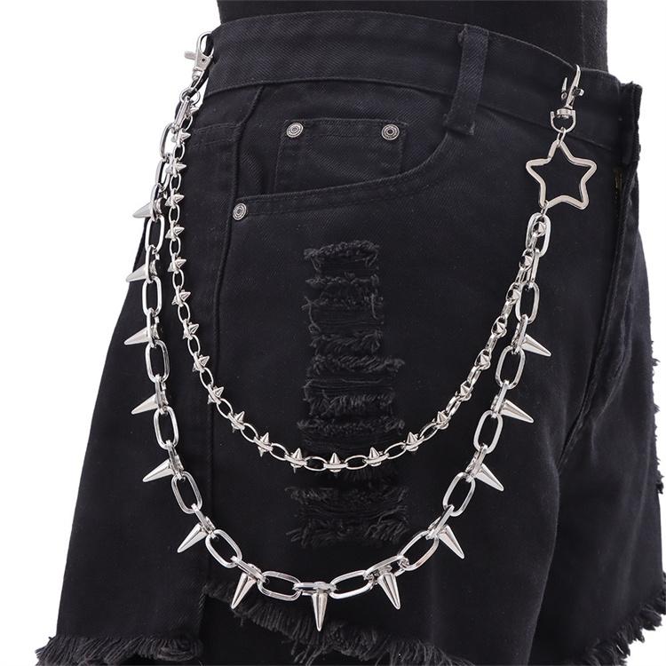 Punk Rock Metal Pants Waist Chain Men Women Key Chain Big Ring Wallet Keychain Jeans Unisex Hip-hop Jewelry Gift