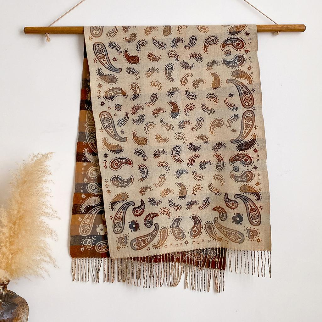 Scarf shawl high-end imitation cashmere scarf women's winter warm travel ethnic style shawl