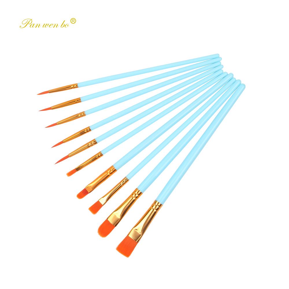 10-Piece Nylon Hair Paint Brush Set for DIY Art and Painting