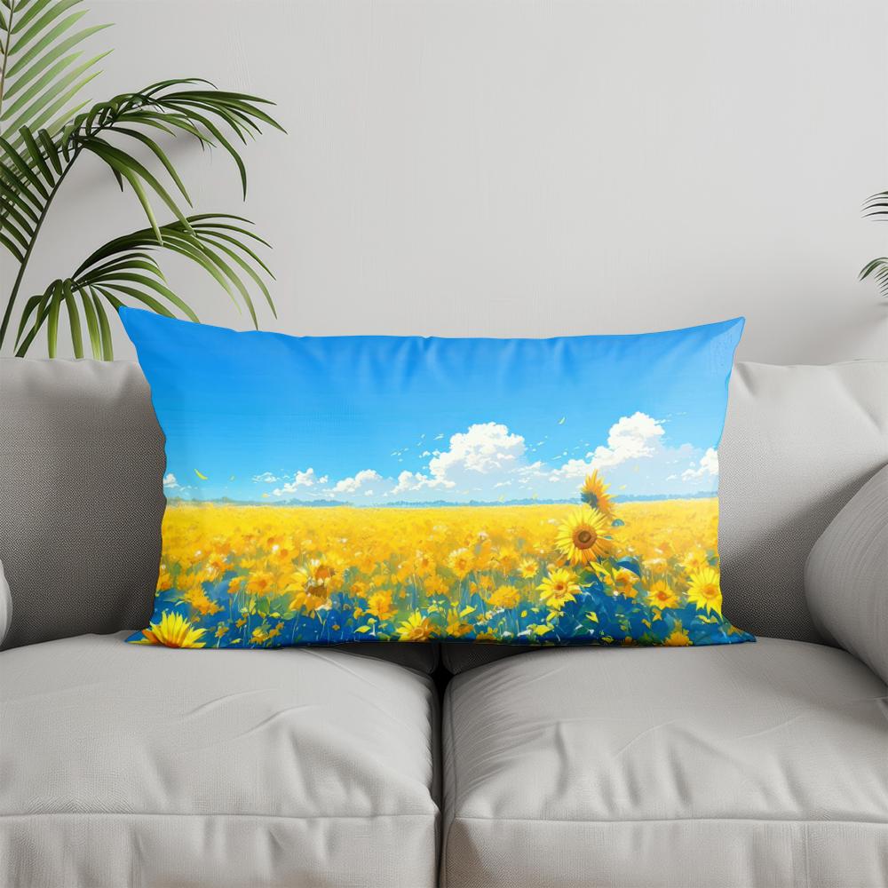 Home Decor Colorful Floral Patterned Pillowcase Suitable For Sofa Bedroom Car Pillow Cover Cushion Rectangular Back Cushion