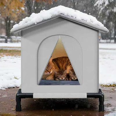Outdoor Cat House Foldable Winter Stray Cats Sleeping Shelter Providing Windproof For Patio Balcony Play Sleeping