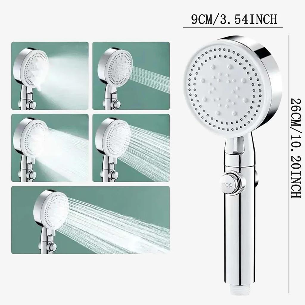 Shower Head Water Saving 5 Mode Adjustable High Pressure Shower One-key Stop Water Massage Eco Shower Bathroom Accessories