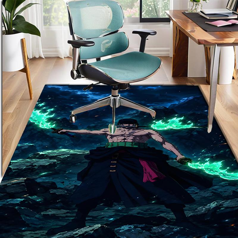 Roronoa Zoro Pattern Rug, Indoor/Outdoor Mat, for Picnic, Gameroom, Bedroom, Office, Living Room, Home Decor Carpet, Birthday Gift