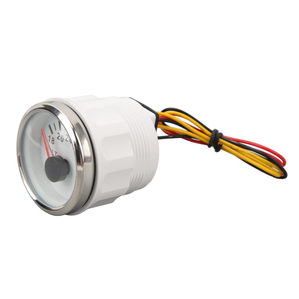 52mm Voltmeter Gauge 18V?32V White Dial Face Silver Bezel Universal Electrical Pointer Voltage