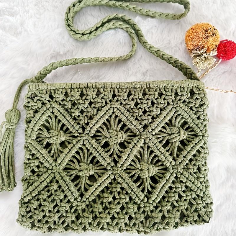 Bohemian Style Women's Handmade Woven Single Shoulder Bag - Summer Beach Tote Bag, Suitable for Travel and Leisure Outings, Ethnic Style Tote Bag.