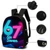 3pcs Neon Lights Number 67 Pattern Backpack Set Lightweight Large Capacity School Bag Travel Bag Shoulder Bag Pencil Bags Gift