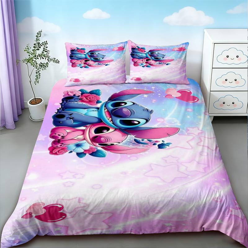 Twin Duvet Cover Stitch & Lilo Cartoon Quilt Cover Soft and Breathable Bedding Set for Bedroom Decor Dormitory Gifts