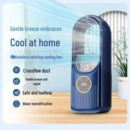 USB Bladeless Air Conditioner Fan: Desktop Mist Cooler, Sprays Water, Humidifies, Ideal for Home or Dorm