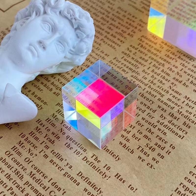 Colorful Crystal Light Cube Prism - Sun Catcher for Bedroom, Creative Ornament Gift