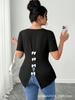Elegant Plus Size Short Sleeve Slimming T-shirt with Bow Decoration