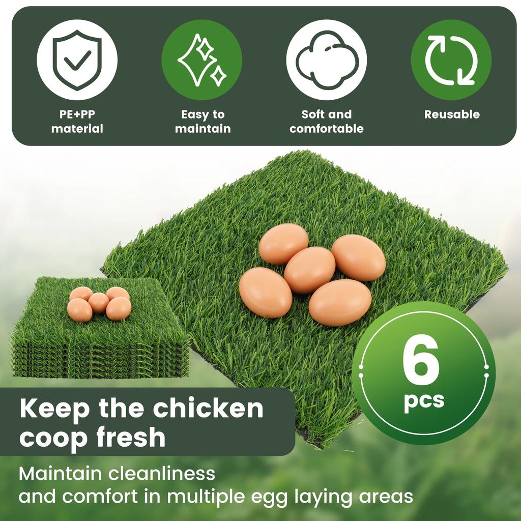 6PCS/Set Chicken Nesting Pads 12inch Square Chicken Laying Pads Nonslip Chicken Coop Nest Liners Soft Reusable Poultry Supplies