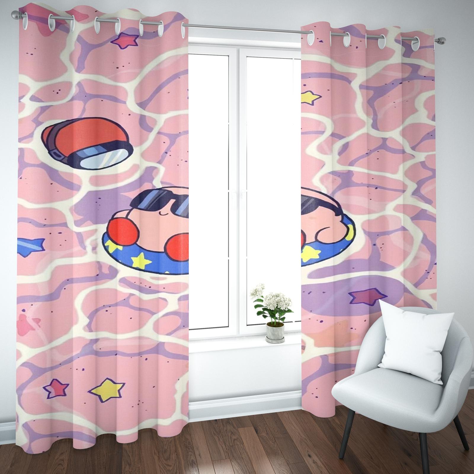 Kirby Cartoon Home 3D Print Cute Style Pink Decoration Полиэстер Окно Blackout Детская Спальня Гостиная 100x140cm&Grommet Top