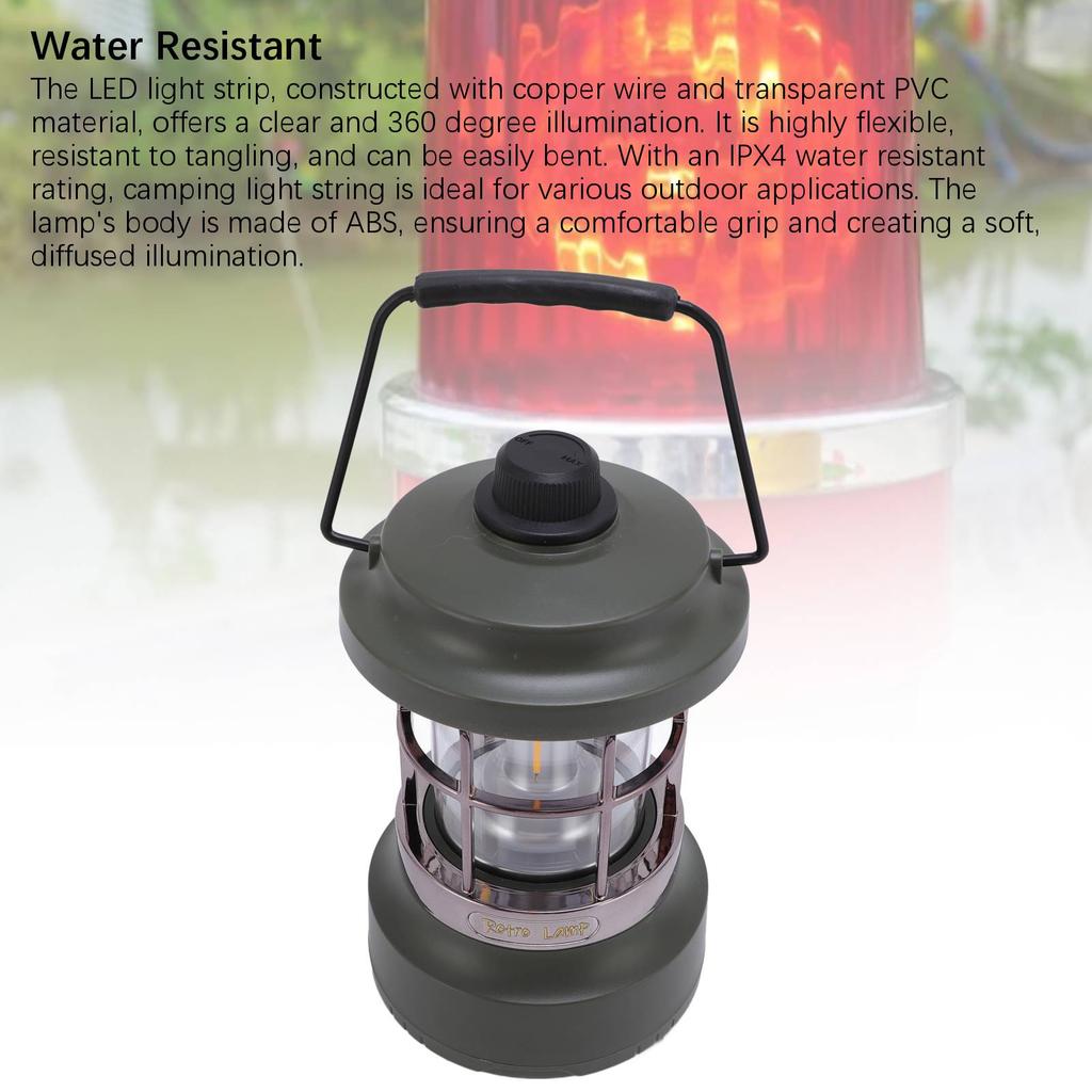 Rechargeable Camping Lantern 15m String Light Quick Storage IPX4 Water Resistant Portable 2 In 1