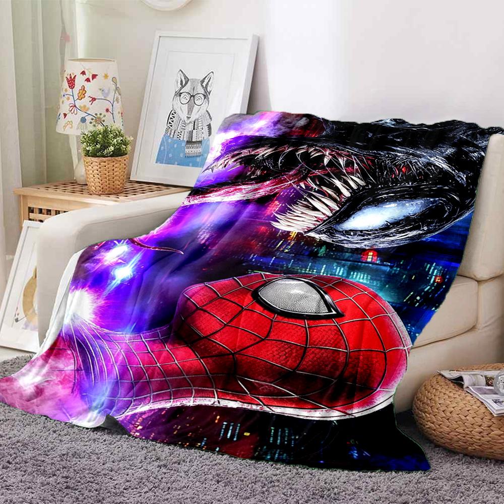 1Pc Venom Vs Spiderman Urban Battle Blanket Soft And Comfortable Casual Warm Camping Travel Christmas Halloween Xmas Gift M928467