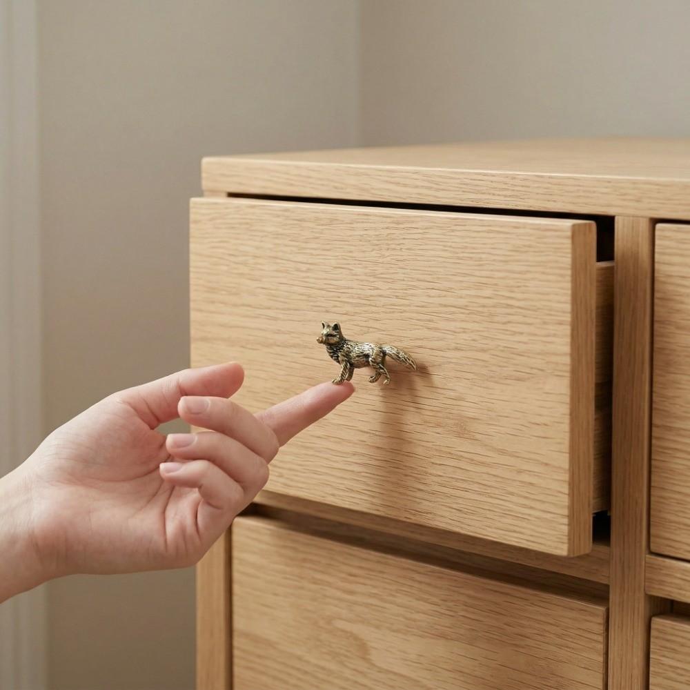 Retro Vixen Brass Handle Vintage Single Hole Cabinet Door Knobs Furniture Hardware Push-pull Wardrobe Drawer Pulls Kitchen