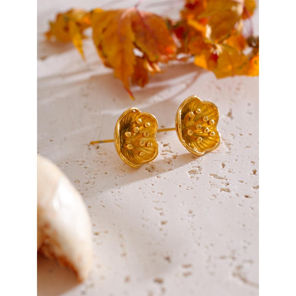 Eetit Trending Stainless Steel Metal Small Flower Daily Stud Earrings 18K PVD Plated Golden Charm Jewelry Wholesale