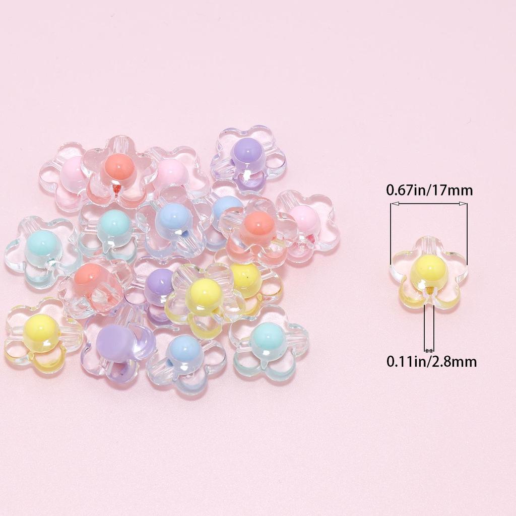 Acrylic Candy Color Flower Heart Rabbit Beads for DIY Children's Educational Ornaments and Mother's Day Crafts