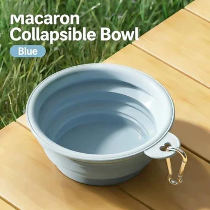 Portable Pet Folding Bowl with Carabiner Food Grade Silicone for Dogs Cats Outdoor Travel Walking Feeding Water Drinking Bowl