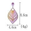 Women Chic Peach Heart Leaf Shape Colorful Earring Hollow Out Dangle Earring Party Birthday Gifts