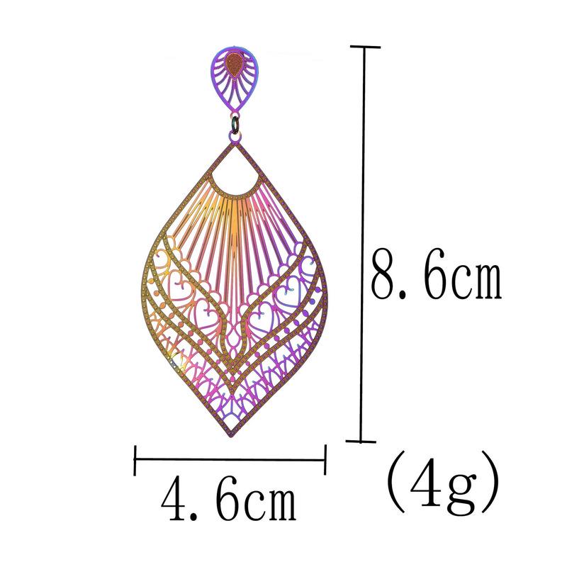 Women Chic Peach Heart Leaf Shape Colorful Earring Hollow Out Dangle Earring Party Birthday Gifts