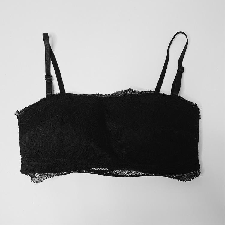 

One-word collar anti-light back underwear women s removable shoulder strap tube top sexy lace suspender bra 80 чорний