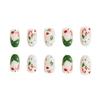 Christmas Press on Nail Short Almond False Acrylic Nail with Snowflake Designs and Winter Artificial Nail Art for Women